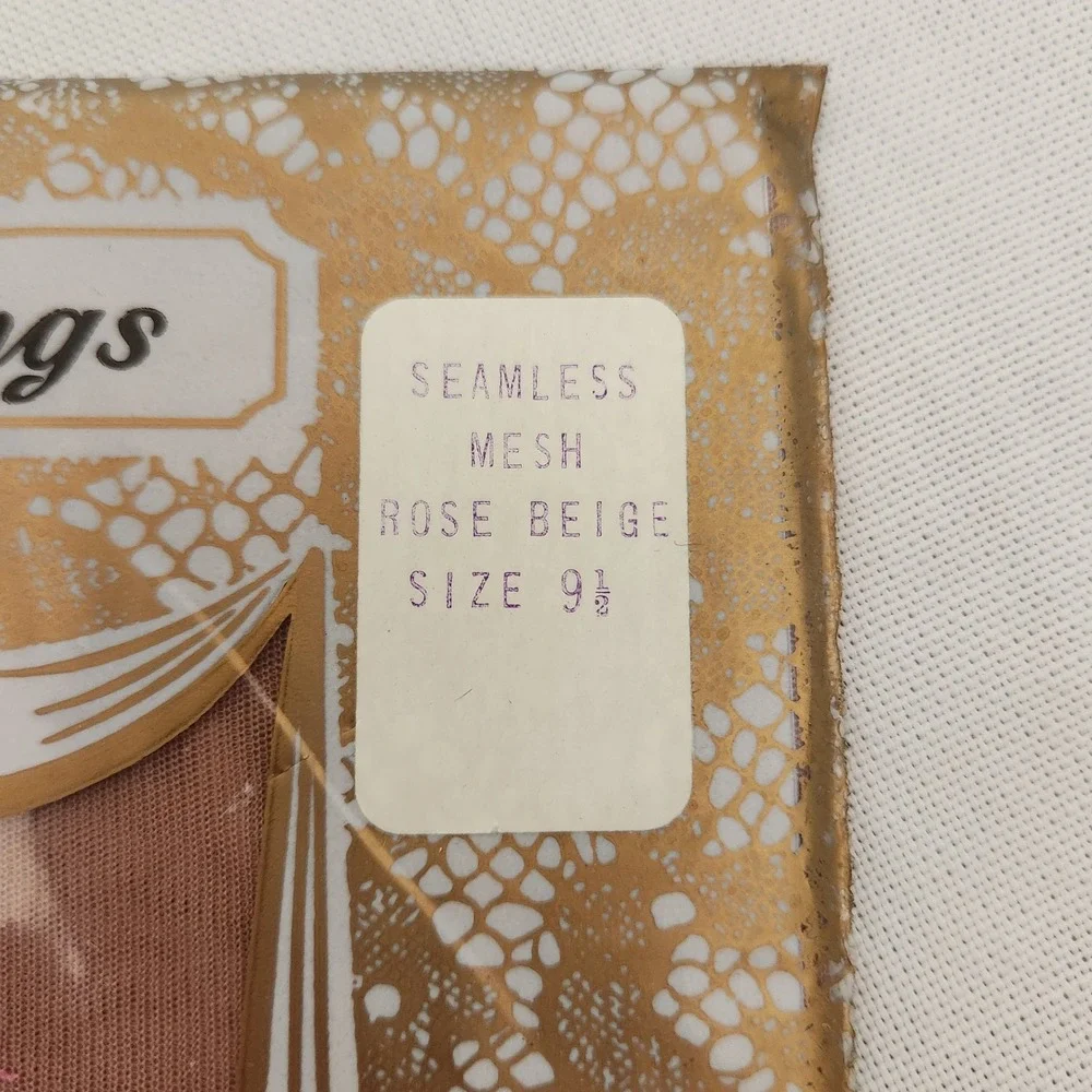 Vtg Seamless Mesh Stockings Lot 6 Rose Beige 9.5 Nylon Hosiery Leg Lingerie GM